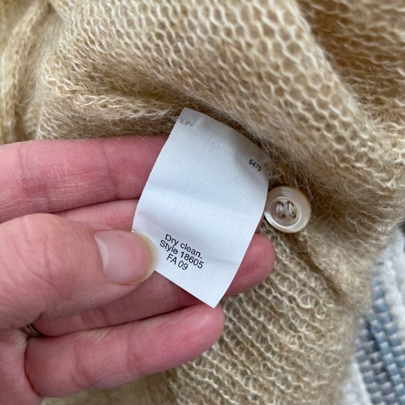 Vintage Y2K J. Crew Beige Mohair Wool Cardigan Sweater 3/4 Sleeve Womens Small - Picture 6 of 8
